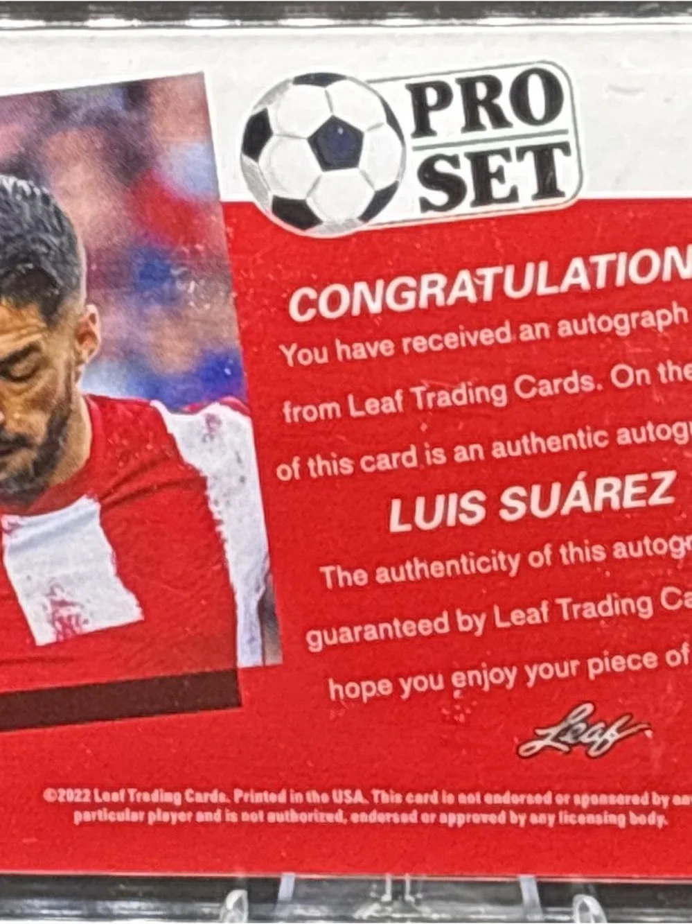 Pro Set Luis Suárez Signed Red Soccer Trading Card - LE 34/35
